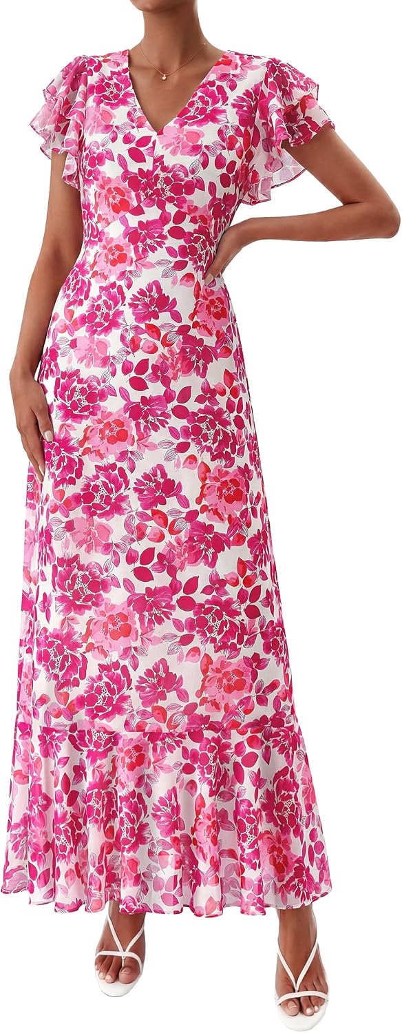 PRETTYGARDEN Womens Summer Boho Floral Maxi Dress