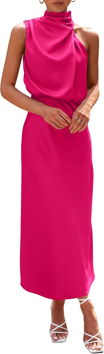 PRETTYGARDEN Women's Summer Satin Maxi Cocktail Dress