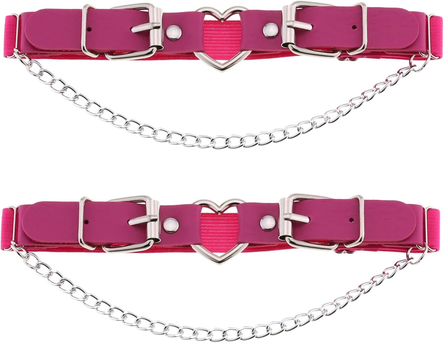 2PCs Leather Leg Garter with Chains, Elastic Rock Heart Thigh Garter for Women Secondary image