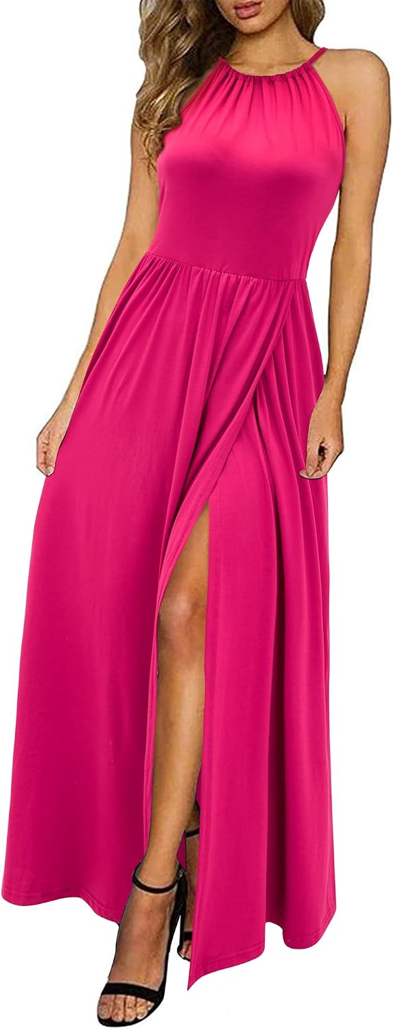 KILIG Women's Summer Floral Beach Flowy Split Maxi Long Dresses
