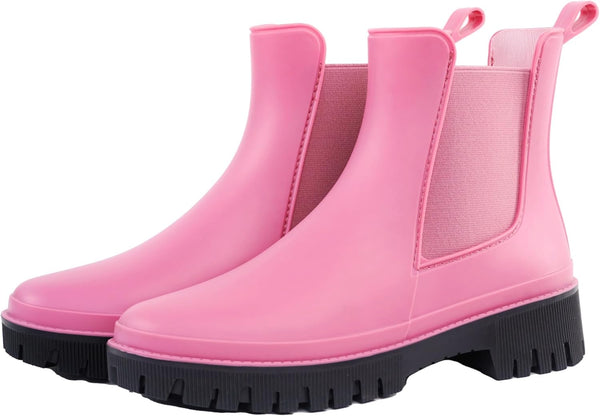 Women's Short Rain Boots Waterproof Chelsea Rain Boots For