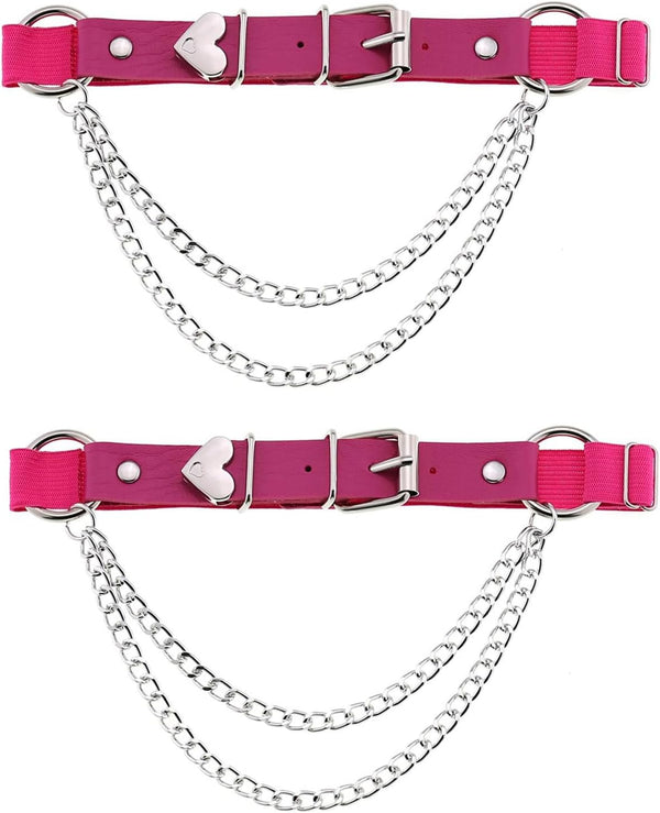 Adjustable Leg Garter with Chains, Elastic Punk Thigh Garters for Women, 1 Pair