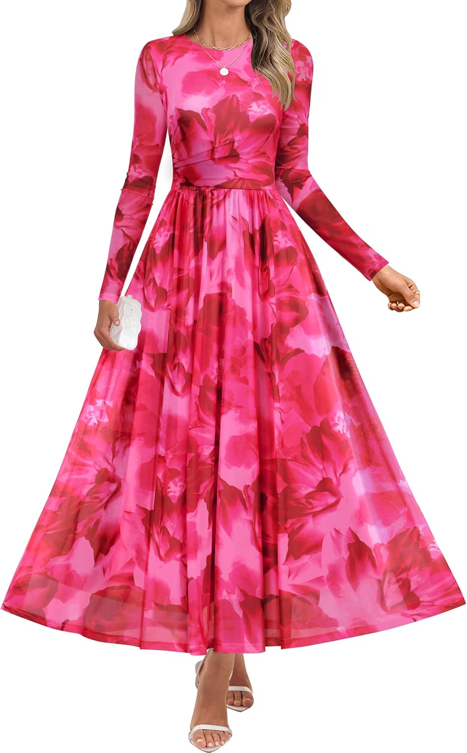 ZESICA Women's Fall Long Sleeve Wedding Guest Dresses