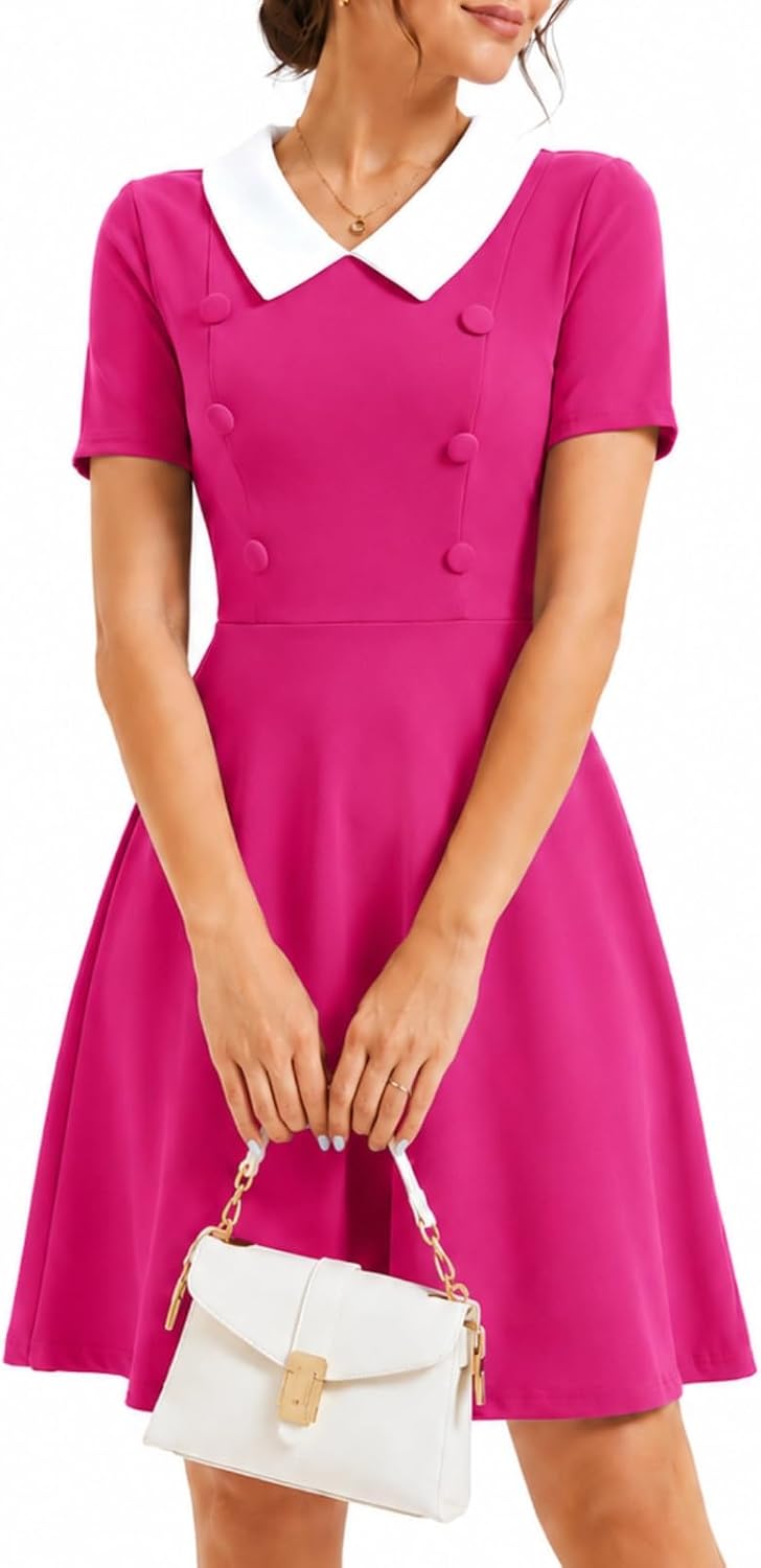1950s Vintage A-Line Dress with Peter Pan Collar