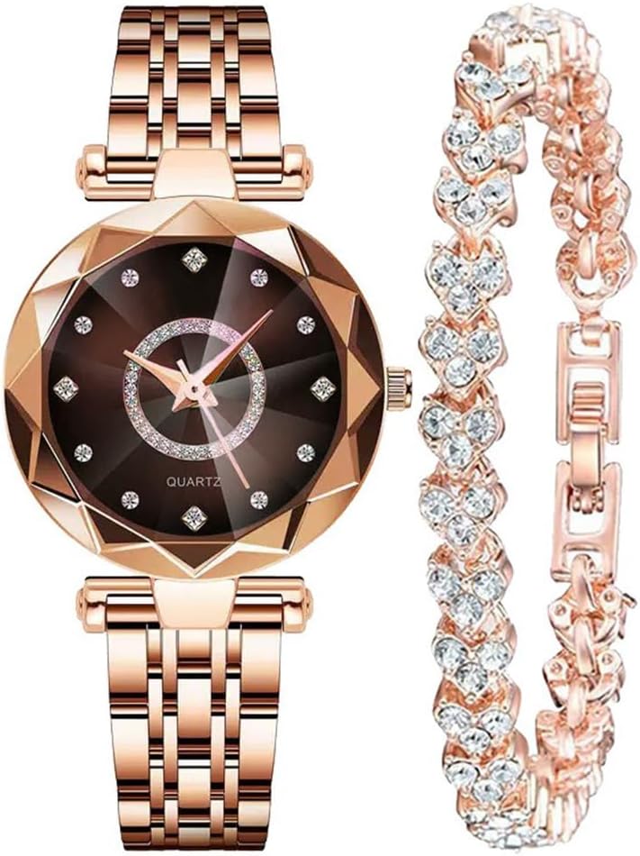 Women Watches with Bracelet Rose Gold for Lady Elegant Stainless Steel