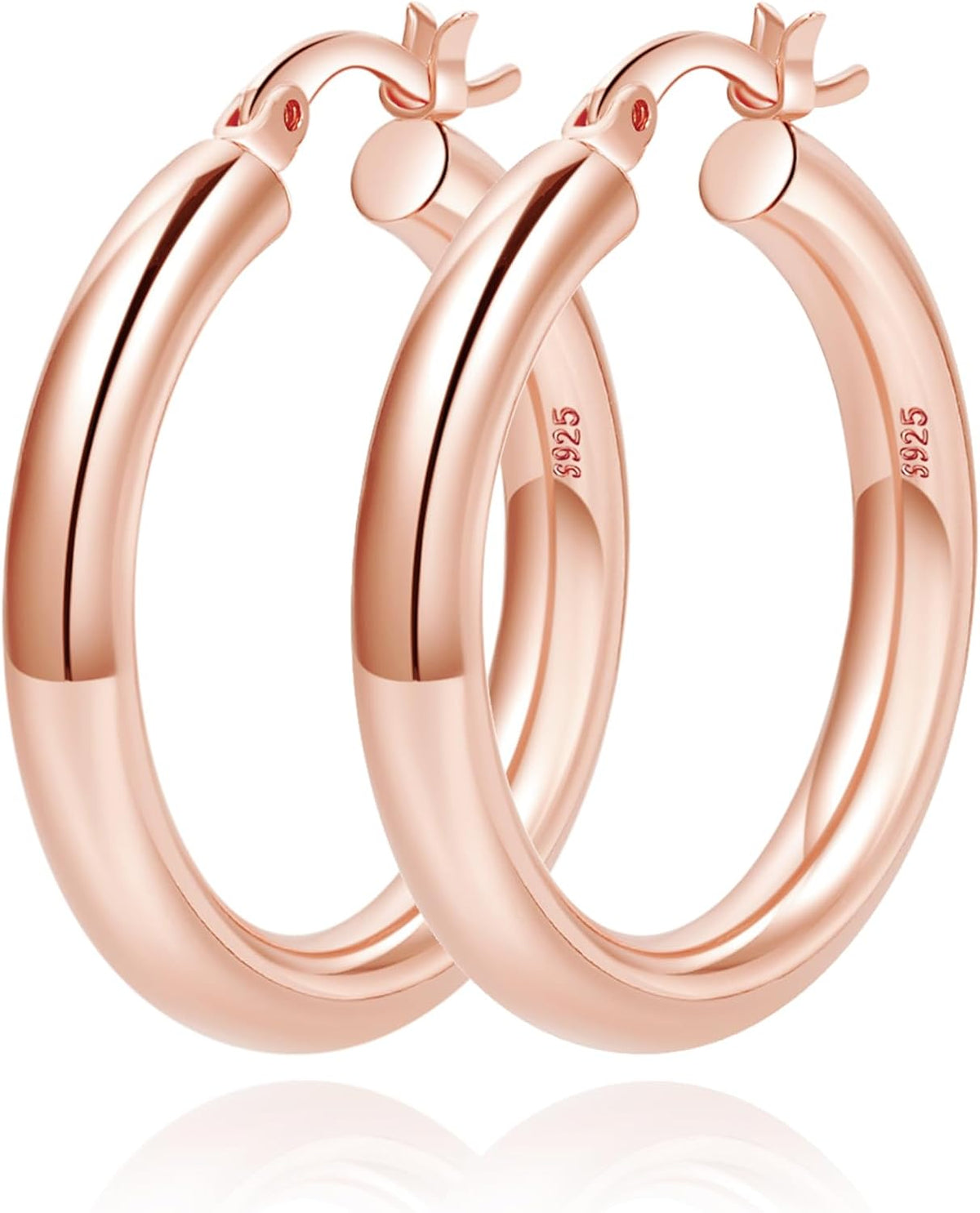 4mm Thick Gold Chunky Earrings Steling Silver Post Hoops Earrings For Women Hollow Tube Hoops Earrings Thick Gold Hoop Earrings Hypoallergenic