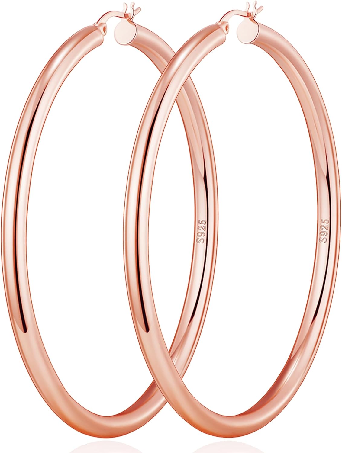 4mm Thick Gold Chunky Earrings Steling Silver Post Hoops Earrings For Women Hollow Tube Hoops Earrings Thick Gold Hoop Earrings Hypoallergenic