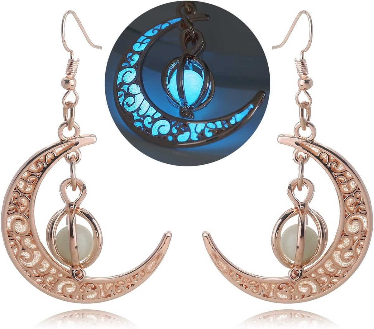 EEQQBZ Glow In Dark Crescent Moon Dangle Earrings