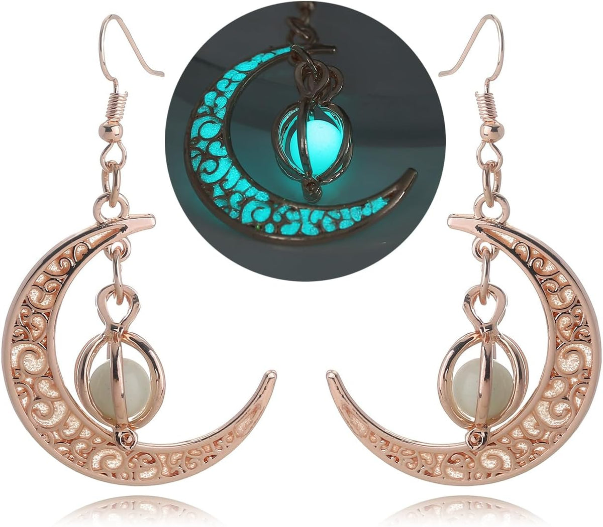 EEQQBZ Glow In Dark Crescent Moon Dangle Earrings