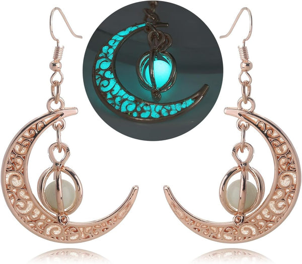 EEQQBZ Glow In Dark Crescent Moon Dangle Earrings
