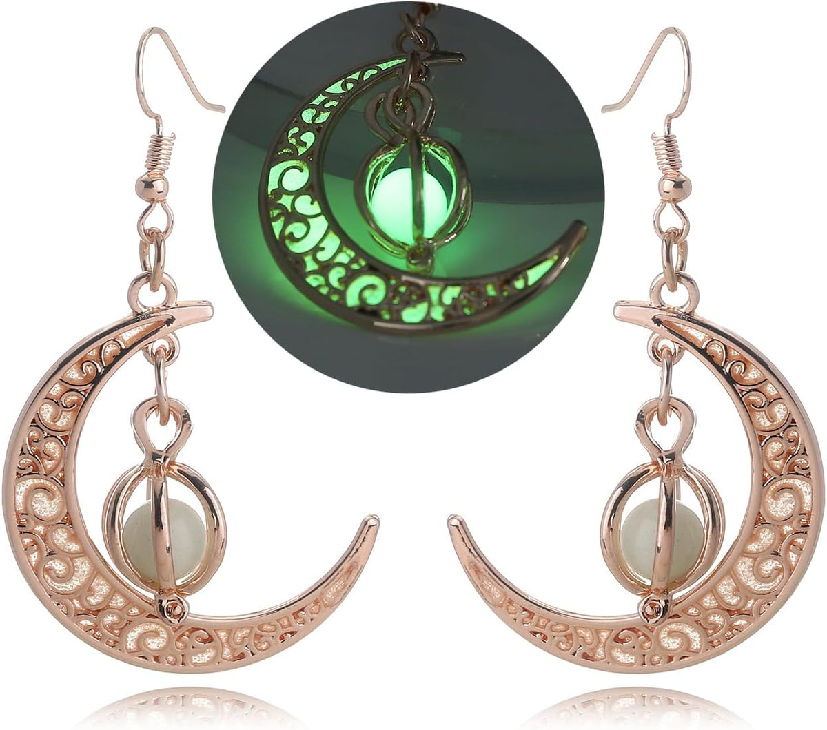 EEQQBZ Glow In Dark Crescent Moon Dangle Earrings