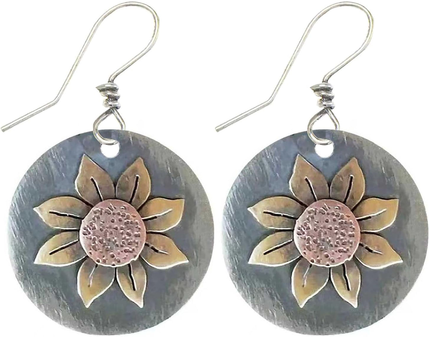 Gray Teardrop Flower Boho Dangle Earrings