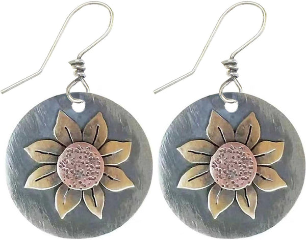 Gray Teardrop Flower Boho Dangle Earrings