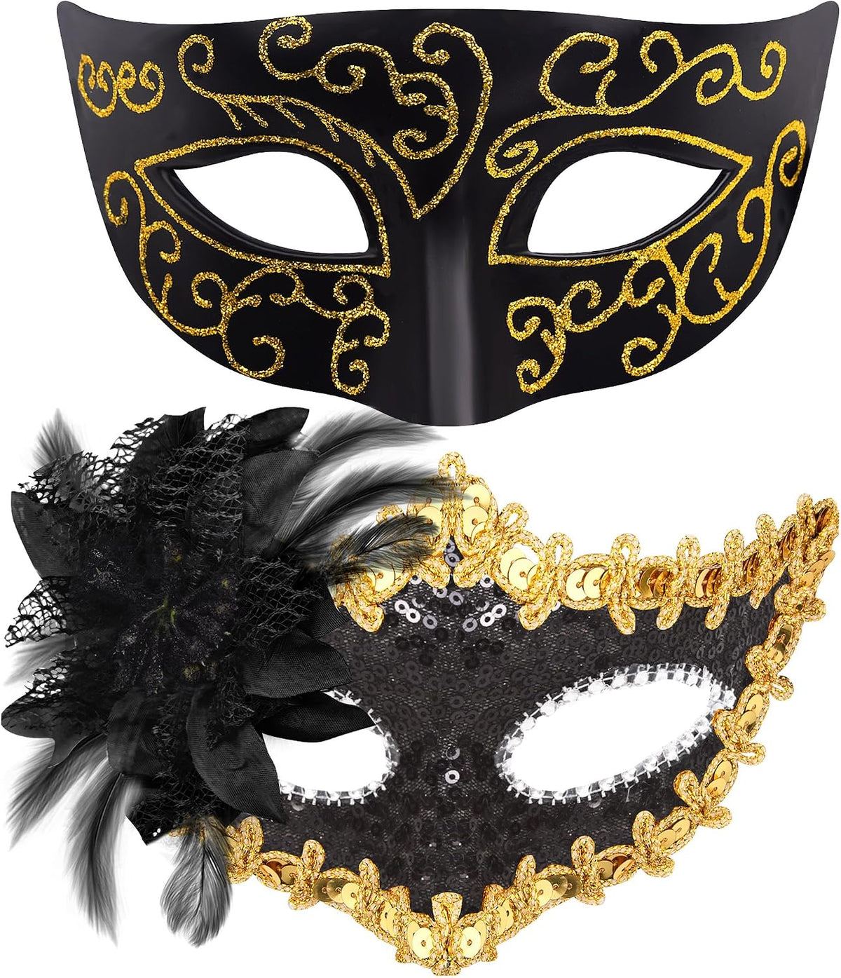 SIQUK Couple Masquerade Masks Set Venetian Party Mask Costume Mask
