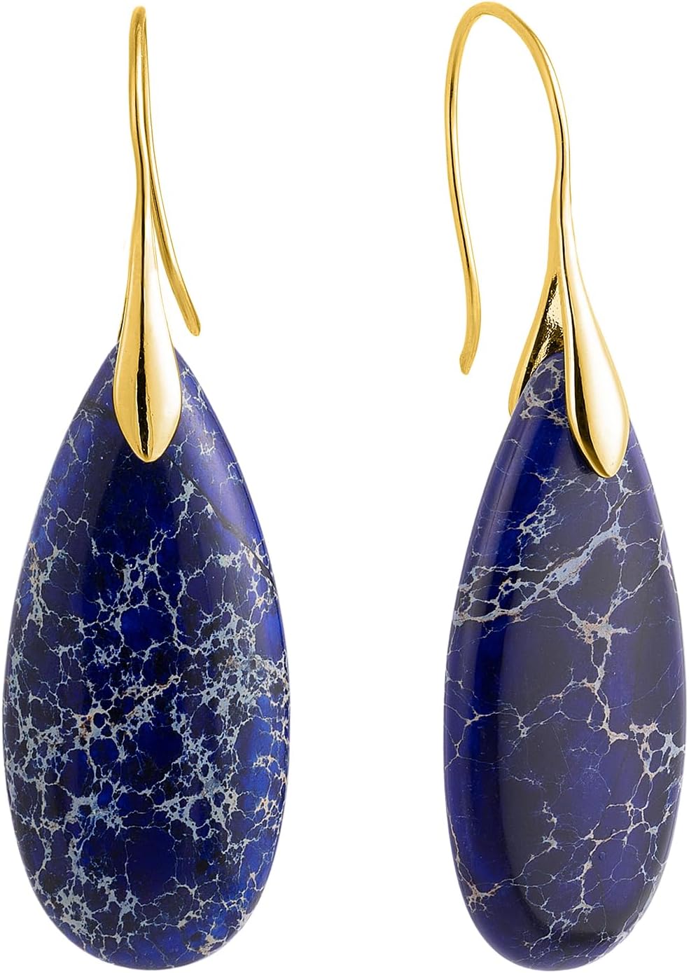 Stone Fishhook Dangle Drop Earrings