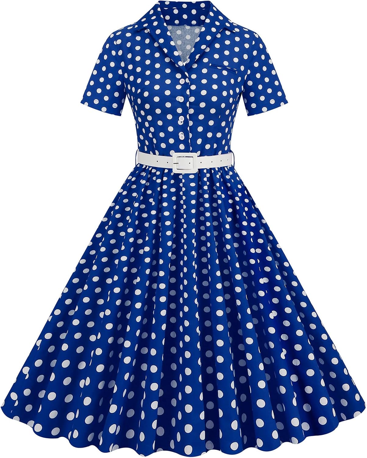 1950s Dresses for Women Vintage Rockabilly Retro Short Sleeve Tie Midi Dress Cocktail Party Evening Prom Gown