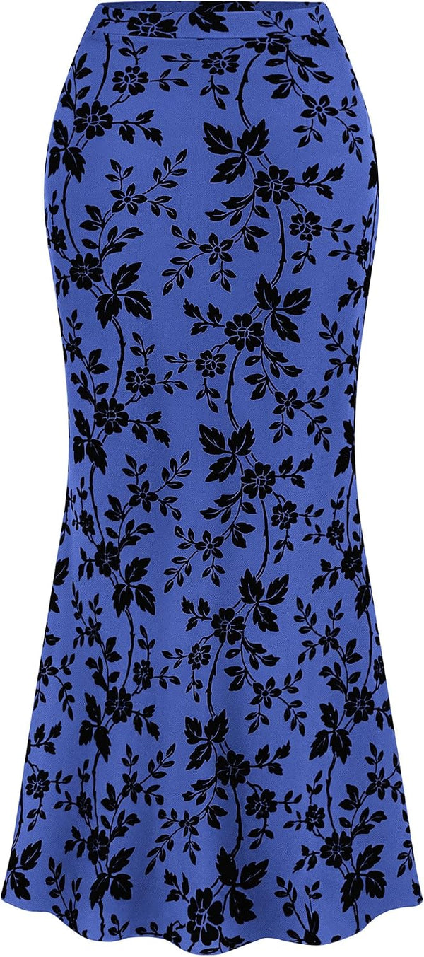 BTFBM Womens Floral Mesh Maxi Skirts