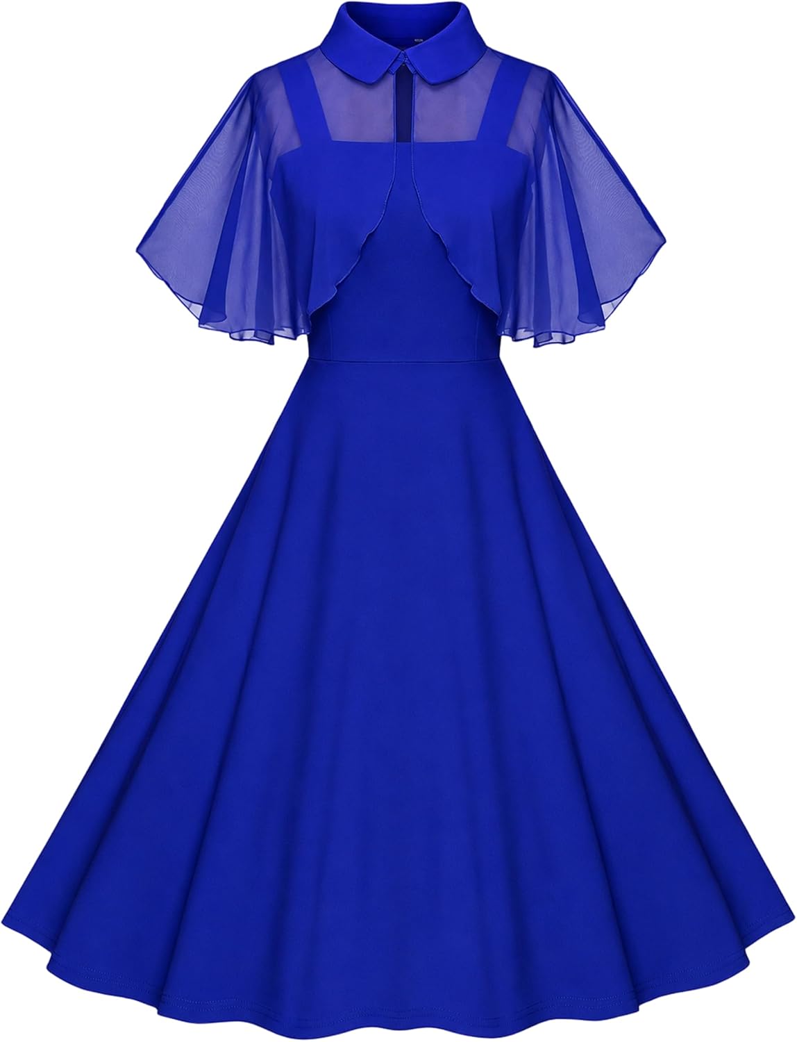 1950s Dresses for Women Vintage Goth Swing Cocktail Dress with Pockets and Chiffon Shawl