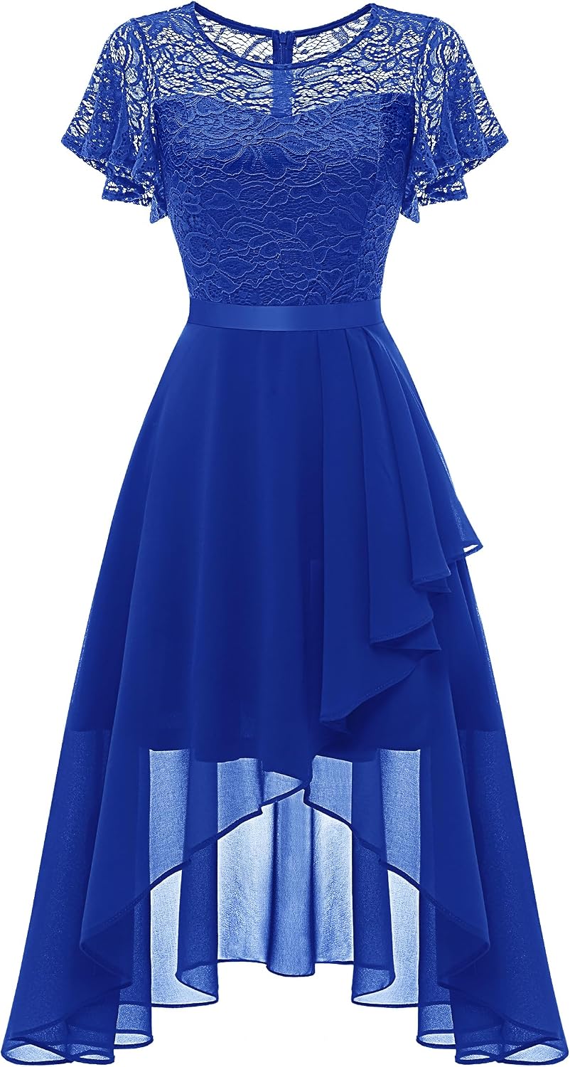 Wedtrend Women's Formal Wedding Guest Dress Ruffle Bridesmaid Dress Flutter Sleeve Prom Dresses for Teens