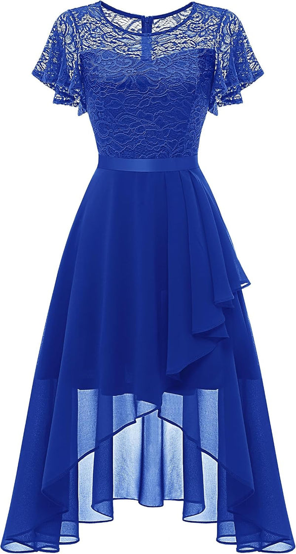 Wedtrend Women's Formal Wedding Guest Dress Ruffle Bridesmaid Dress Flutter Sleeve Prom Dresses for Teens