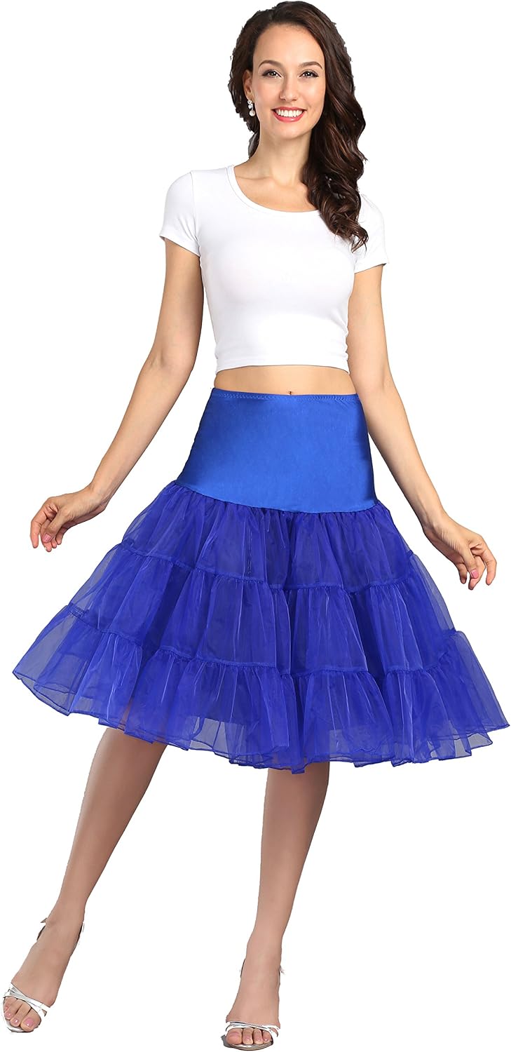 WOWBRIDAL Women's Vintage 50s Rockabilly Petticoat 25.59" Length Tutu Underskirt