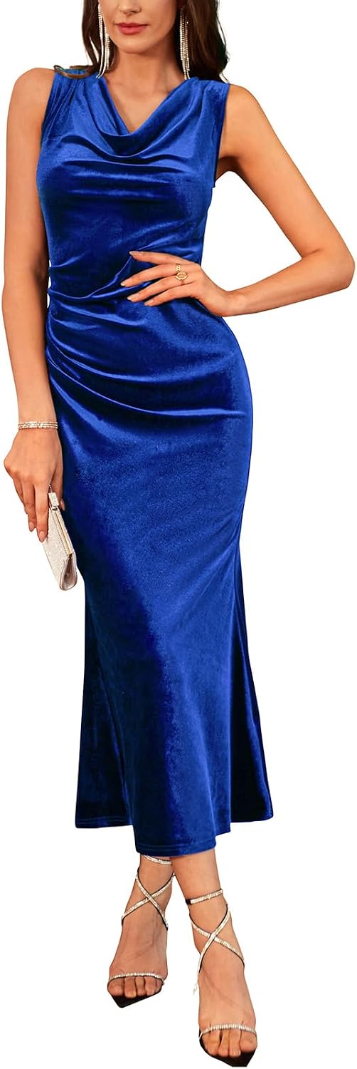 GRACE KARIN Womens Velvet Cowl Neck Wedding Guest Cocktail Dresses