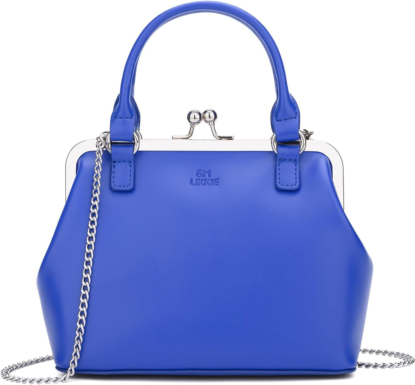 Vintage PU Leather Kiss-Lock Clutch Handbag