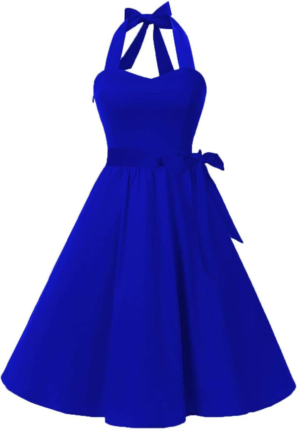 Topdress Women'sVintage Polka Audrey Dress 1950s Halter Retro Cocktail Dress
