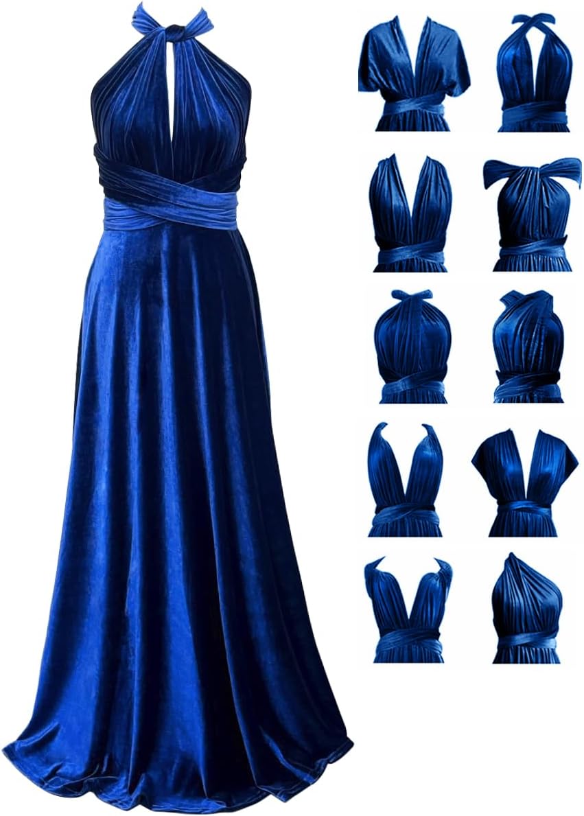 72styles Velvet Multi-Way Wrap Infinity Maxi Dress for Bridesmaids