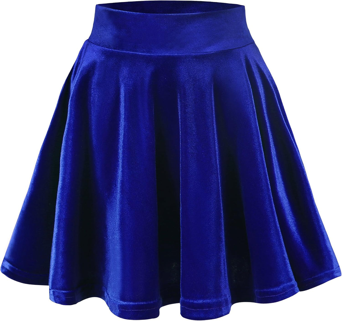 Urban CoCo Women's Crushed Velvet Mini Skater Skirt Pleated Stretchy A-Line