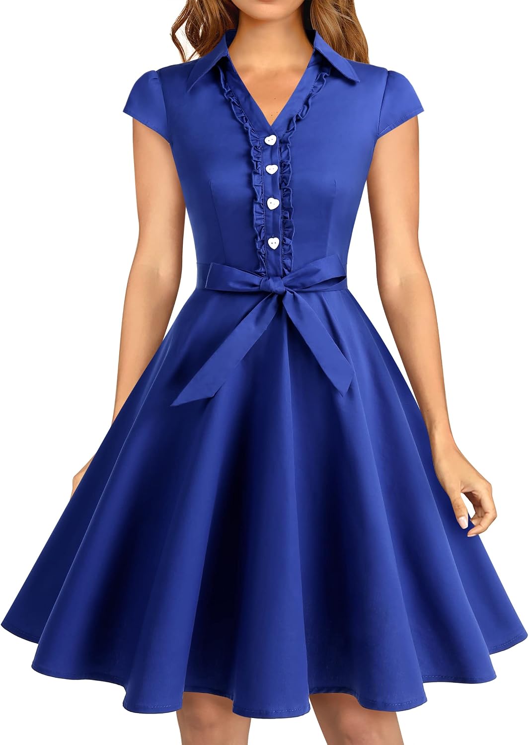Wedtrend Women's 1950s Rockabilly Cap Sleeve Vintage Swing Cocktail Dress