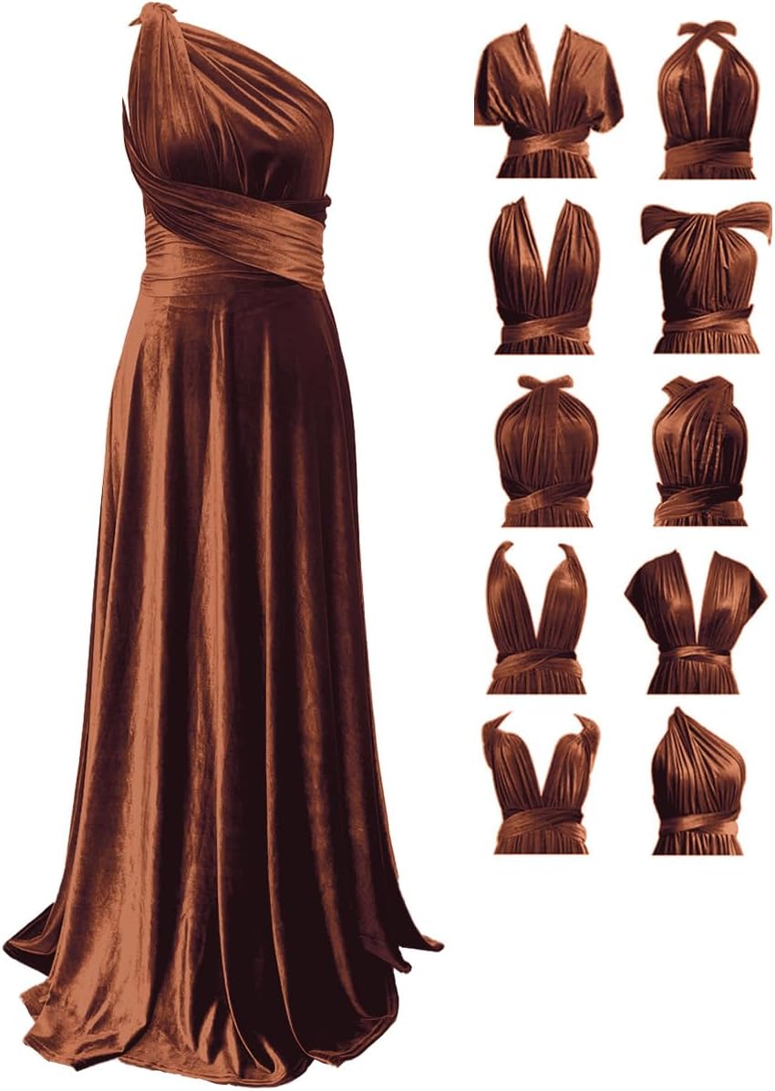 72styles Velvet Multi-Way Wrap Infinity Maxi Dress for Bridesmaids