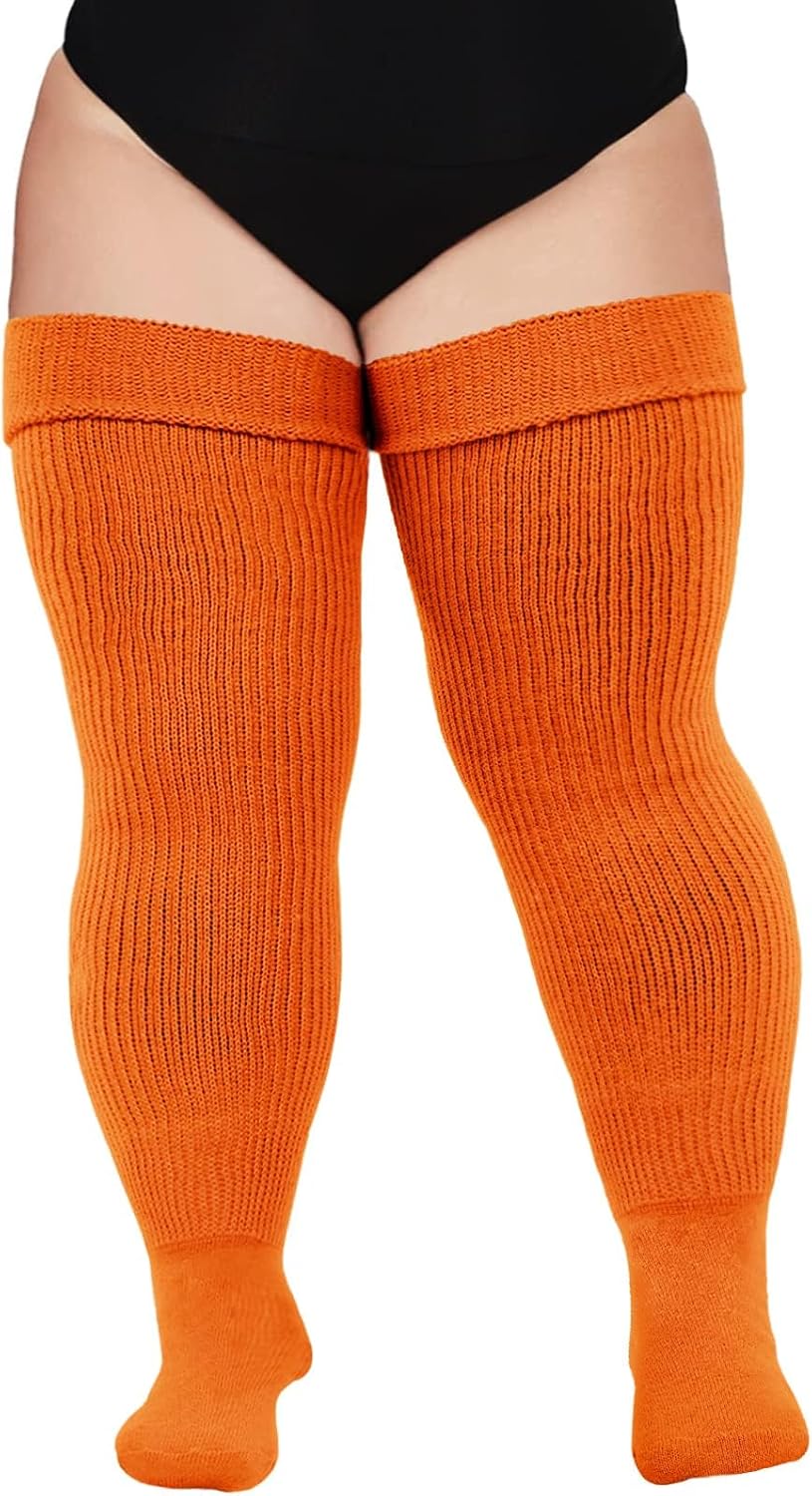 Moon Wood Plus Size Thigh High Socks for Thick Thighs- Women Extra Long Over the Knee Stockings- Halloween Socks Leg Warmers