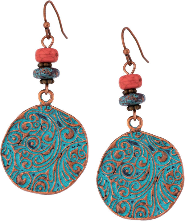 Antique Turquoise Bohemian Drop Earrings