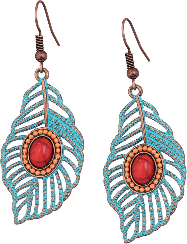 Antique Turquoise Bohemian Drop Earrings