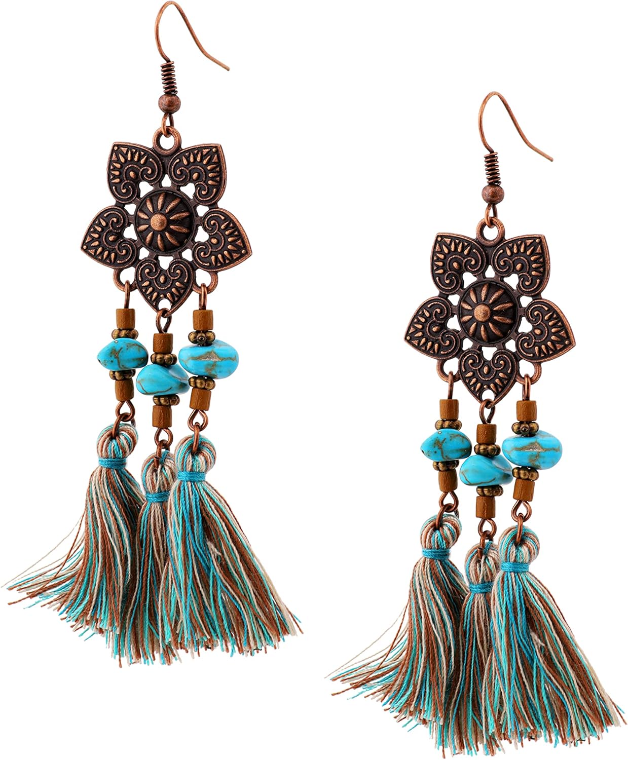 Antique Turquoise Bohemian Drop Earrings