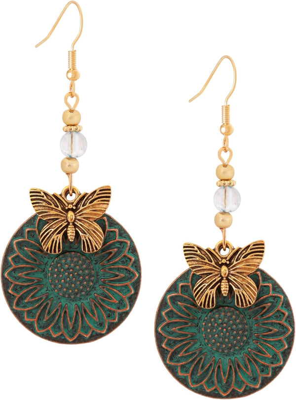 Antique Turquoise Bohemian Drop Earrings