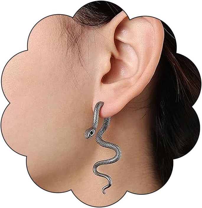 Vintage Goth Snake Earrings - Gold & Silver Snake Statement Jewelry for Women's Halloween