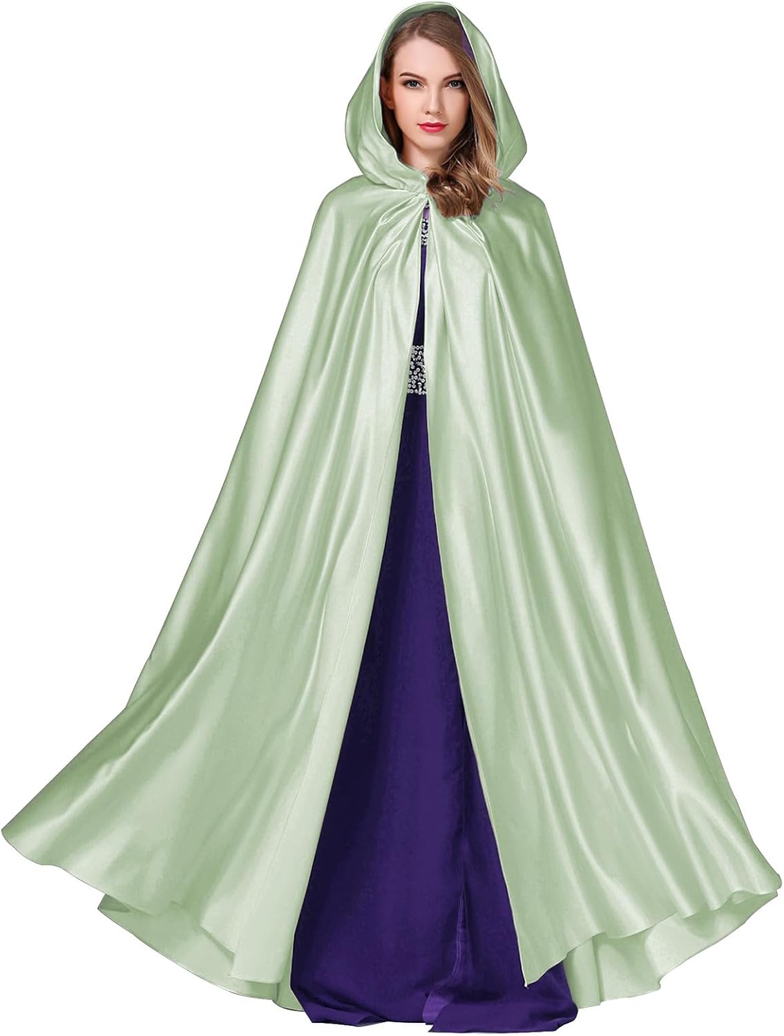 BEAUTELICATE Women's Wedding Hooded Cape Bridal Cloak Poncho Full Length