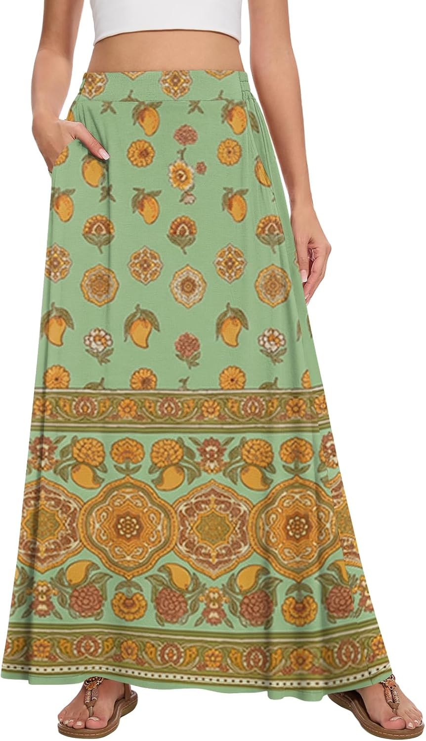 Womens Maxi Skirt Long Flowy Summer A-Line High Waist Skirts
