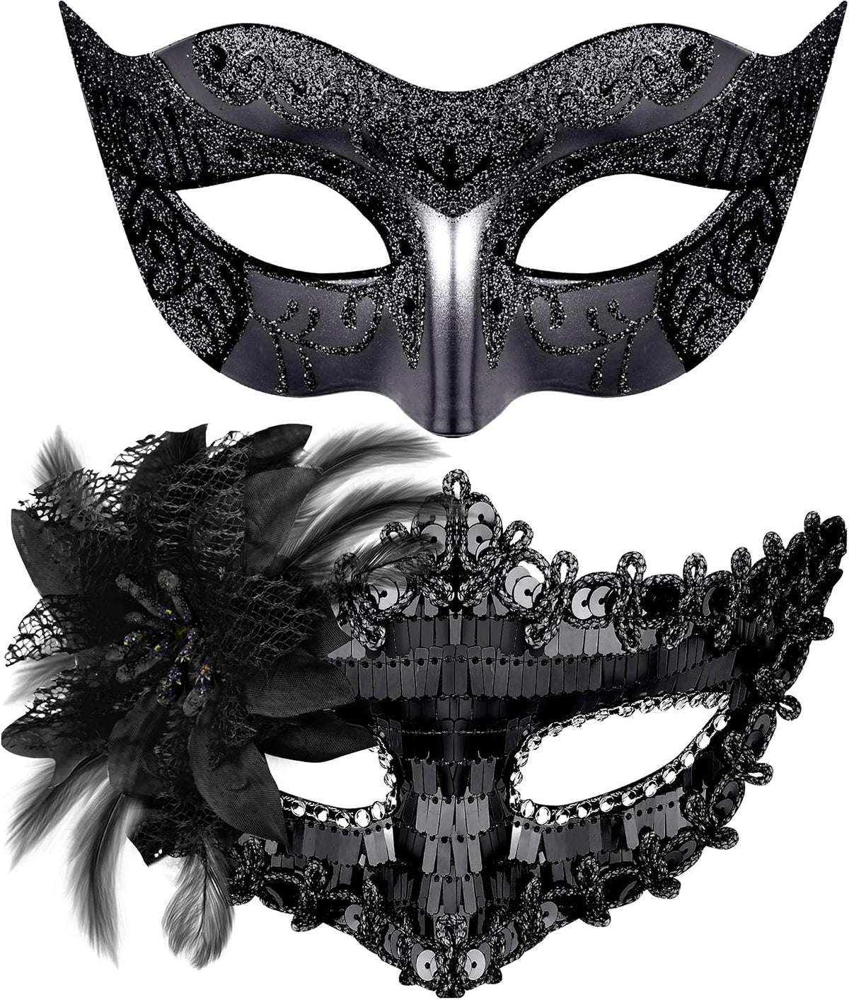 SIQUK Couple Masquerade Masks Set Venetian Party Mask Costume Mask