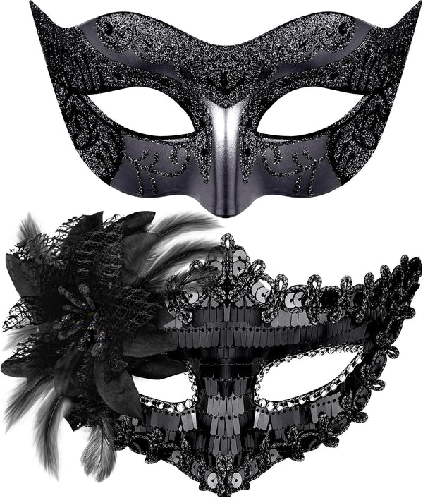 SIQUK Couple Masquerade Masks Set Venetian Party Mask Costume Mask