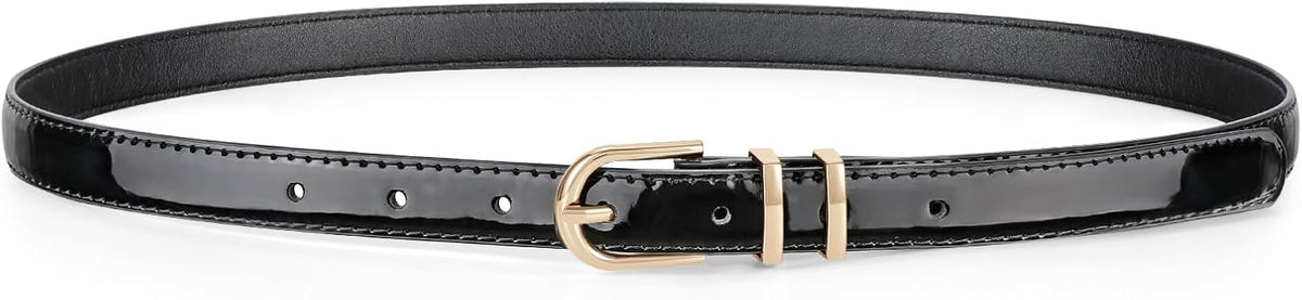 Womens Skinny Leather Belt Ladies Thin Faux Leather Belt With