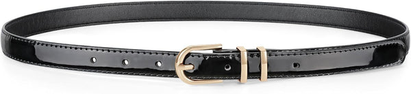 Womens Skinny Leather Belt Ladies Thin Faux Leather Belt With