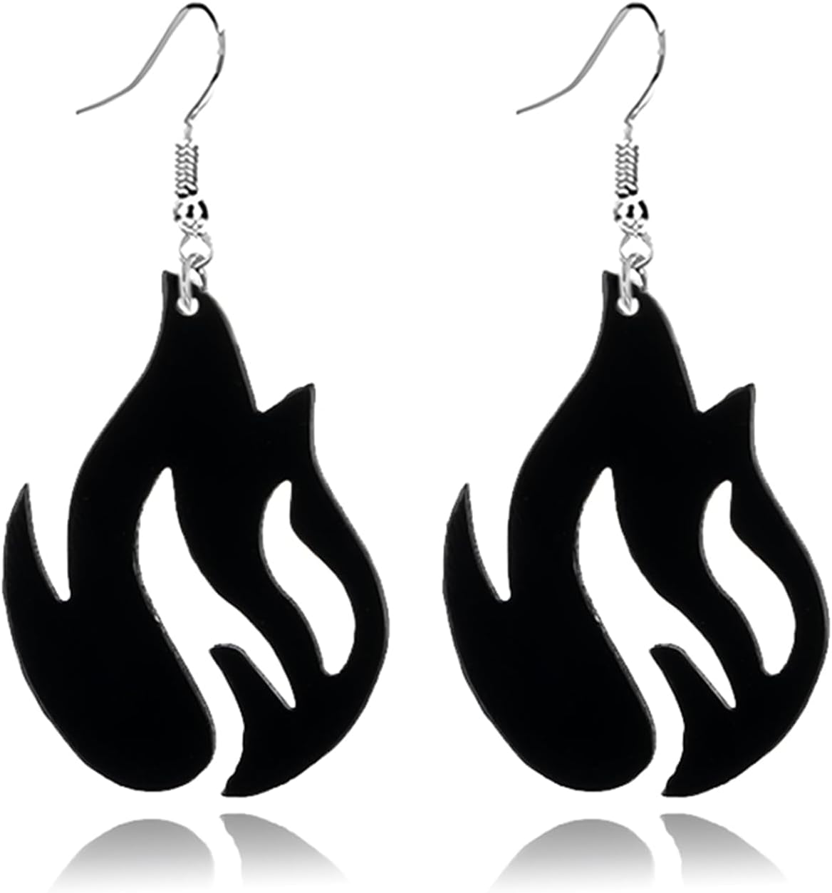 coadipress Punk Fire Element Circle Earrings for Women Flame Acrylic Geometric Round Black Flame Earrings Funny Creative Gothic Vintage Cosplay Halloween Exaggerated Drop Dangle Earrings