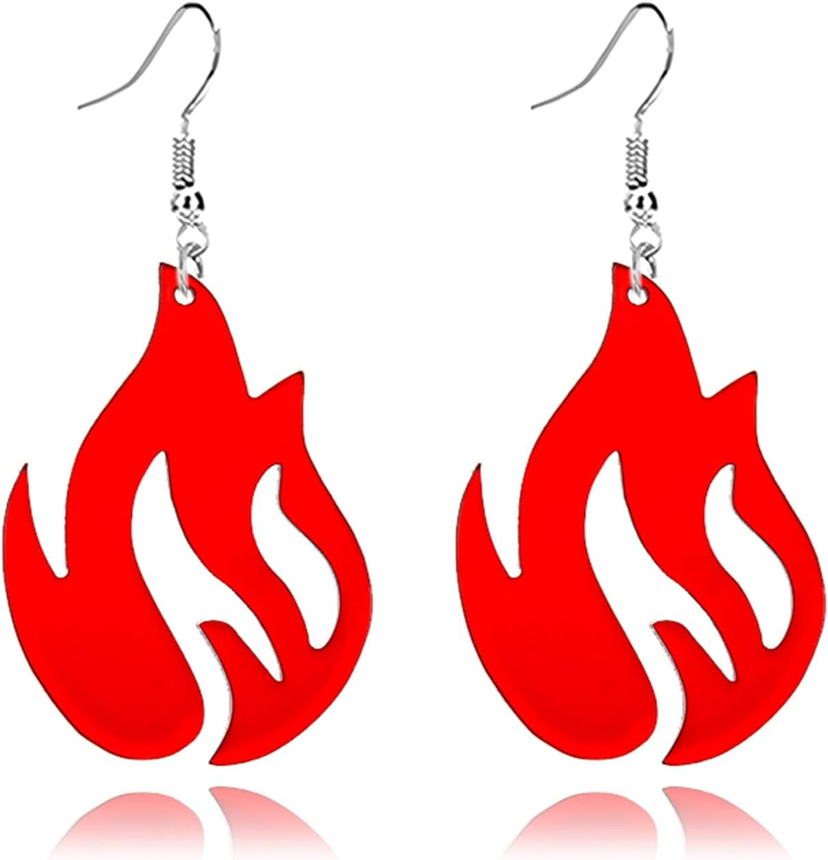 coadipress Punk Fire Element Circle Earrings for Women Flame Acrylic Geometric Round Black Flame Earrings Funny Creative Gothic Vintage Cosplay Halloween Exaggerated Drop Dangle Earrings