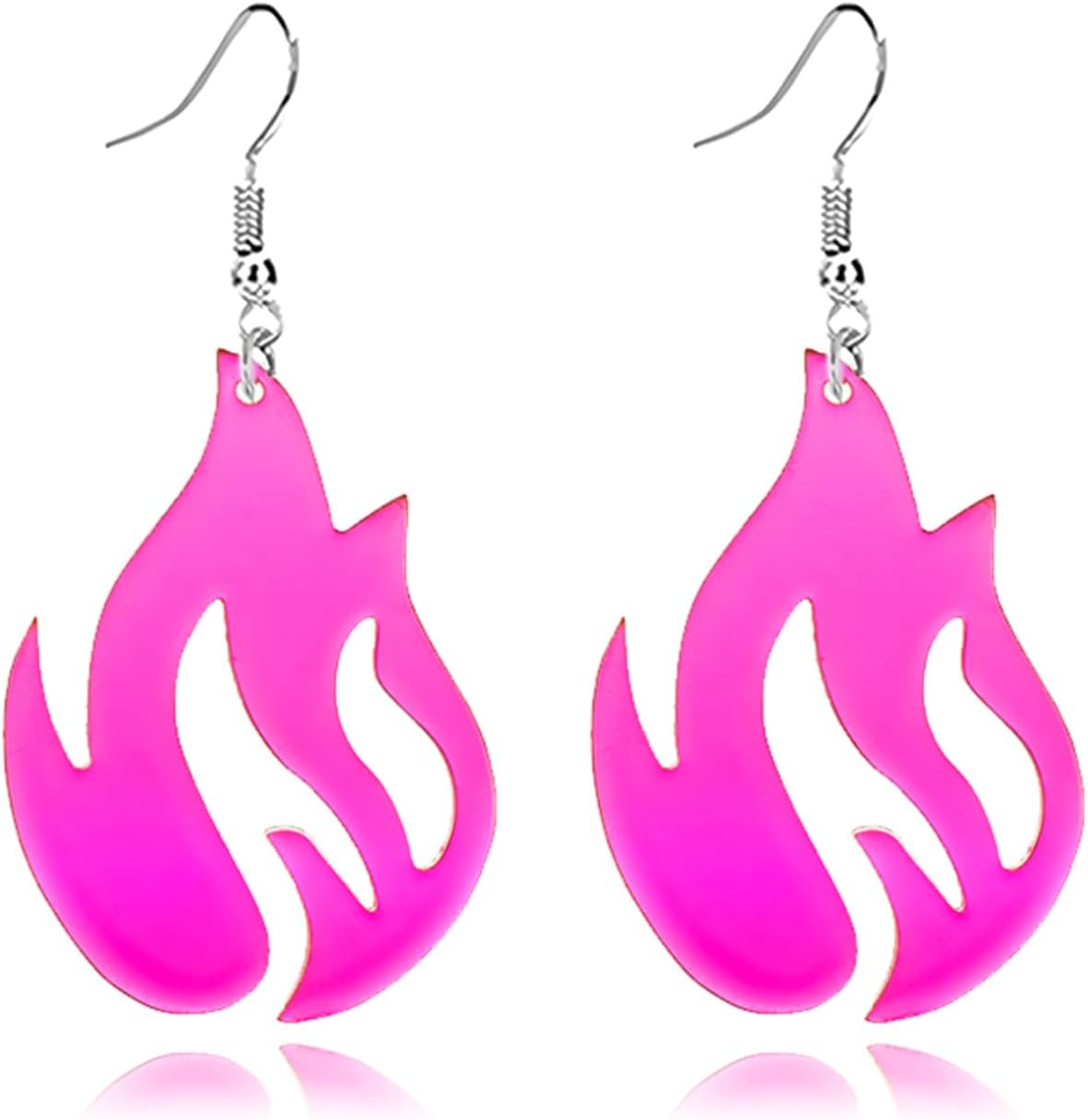 coadipress Punk Fire Element Circle Earrings for Women Flame Acrylic Geometric Round Black Flame Earrings Funny Creative Gothic Vintage Cosplay Halloween Exaggerated Drop Dangle Earrings