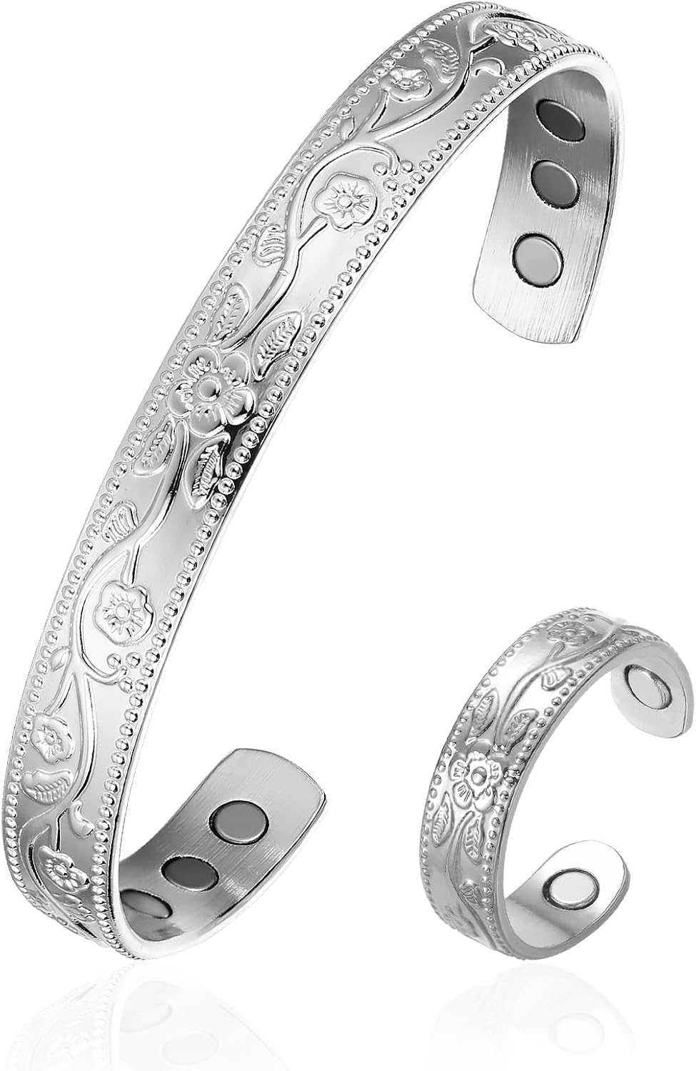 Copper Magnetic Bracelet Set for Women Men, Pure Copper Jewelry Gift