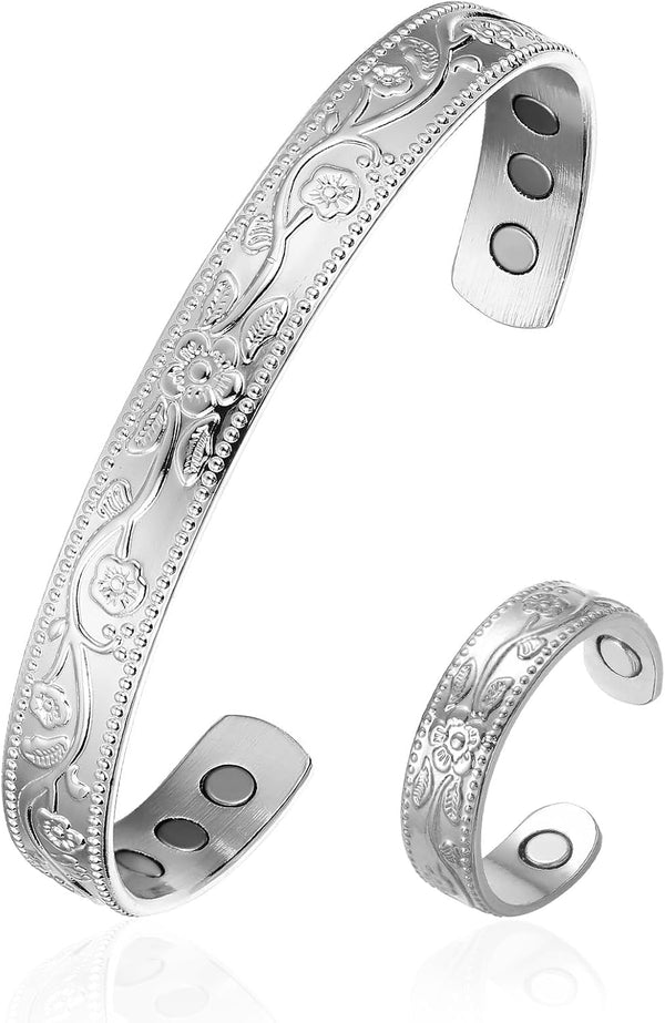 Copper Magnetic Bracelet Set for Women Men, Pure Copper Jewelry Gift