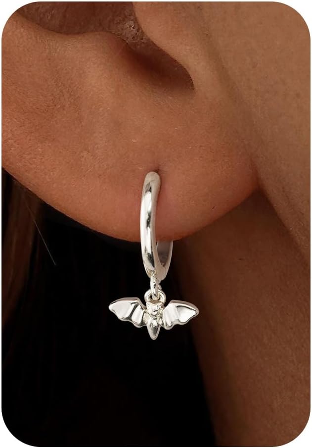 Huggie Earrings for Women-14K Gold/Silver/Black Plated Heart Safety Pin Starfish Butterfly Snake Pearl Bee Earrings for Women Gold Hoop Earrings